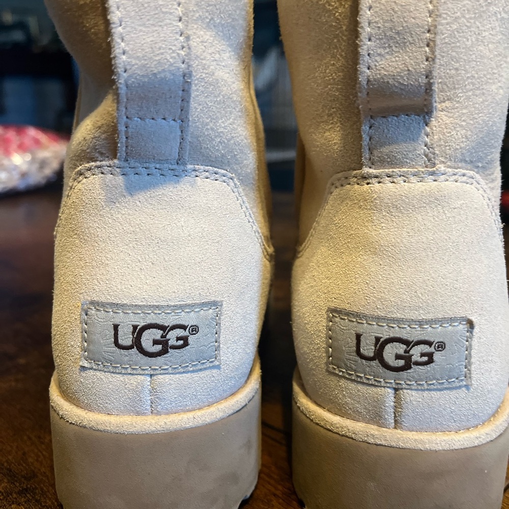 UGG Cream Boots Soft Suede Plush Lining